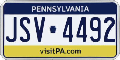 PA license plate JSV4492