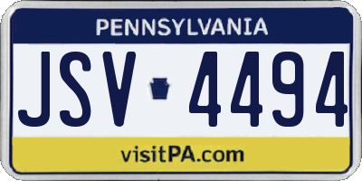 PA license plate JSV4494
