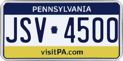 PA license plate JSV4500