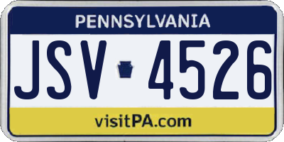PA license plate JSV4526