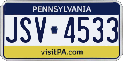 PA license plate JSV4533