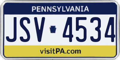 PA license plate JSV4534