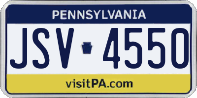 PA license plate JSV4550