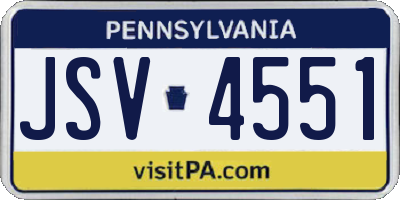 PA license plate JSV4551