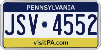 PA license plate JSV4552