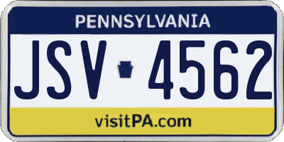 PA license plate JSV4562