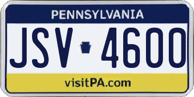 PA license plate JSV4600