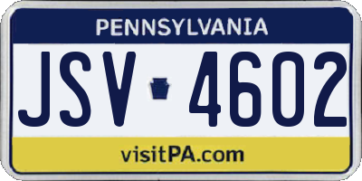 PA license plate JSV4602