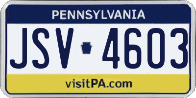 PA license plate JSV4603