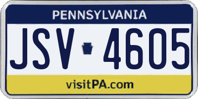 PA license plate JSV4605