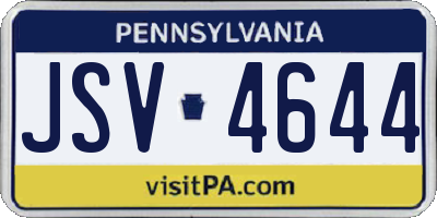 PA license plate JSV4644