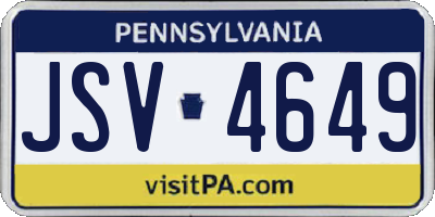 PA license plate JSV4649