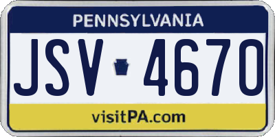 PA license plate JSV4670