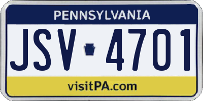 PA license plate JSV4701