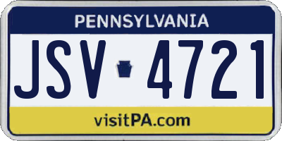 PA license plate JSV4721