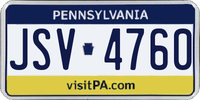 PA license plate JSV4760