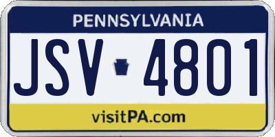 PA license plate JSV4801
