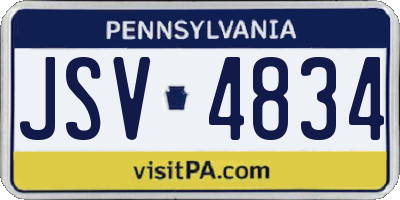 PA license plate JSV4834
