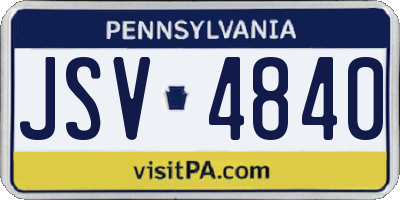 PA license plate JSV4840