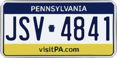 PA license plate JSV4841