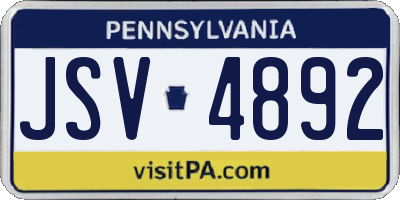 PA license plate JSV4892