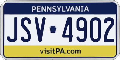 PA license plate JSV4902