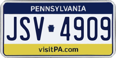 PA license plate JSV4909