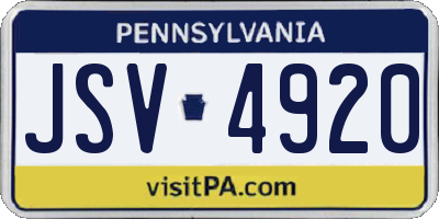 PA license plate JSV4920