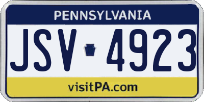 PA license plate JSV4923