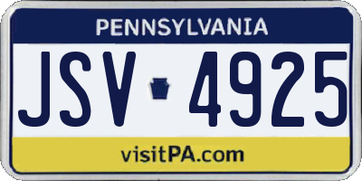PA license plate JSV4925