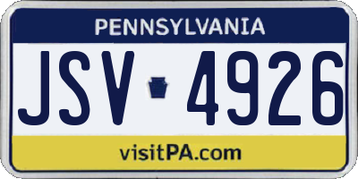 PA license plate JSV4926