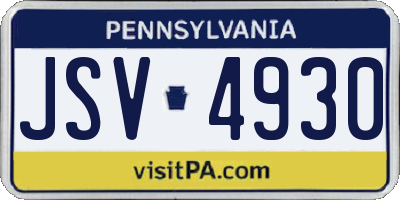 PA license plate JSV4930