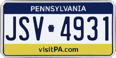 PA license plate JSV4931