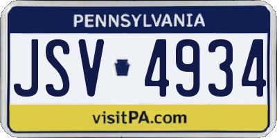 PA license plate JSV4934