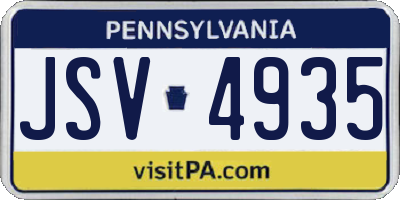 PA license plate JSV4935