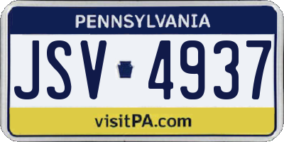 PA license plate JSV4937