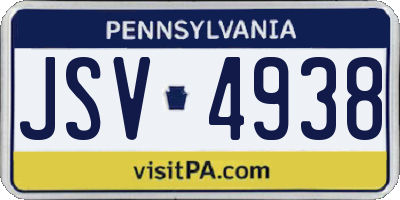 PA license plate JSV4938