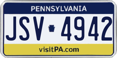 PA license plate JSV4942