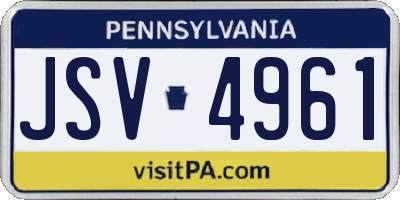 PA license plate JSV4961
