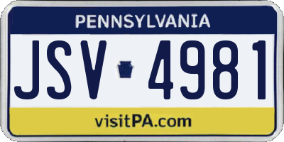 PA license plate JSV4981