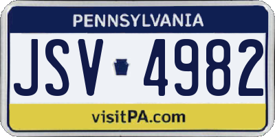 PA license plate JSV4982