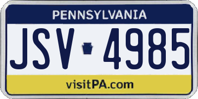 PA license plate JSV4985