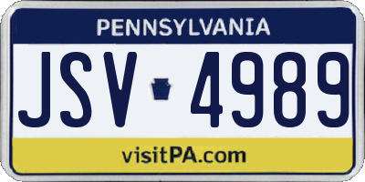 PA license plate JSV4989