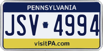 PA license plate JSV4994