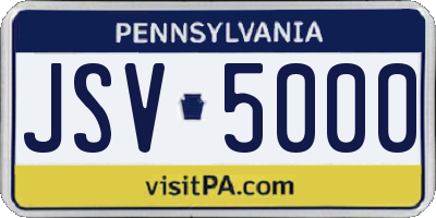 PA license plate JSV5000