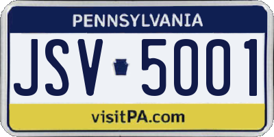 PA license plate JSV5001