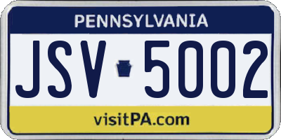 PA license plate JSV5002