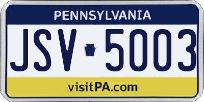 PA license plate JSV5003