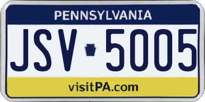 PA license plate JSV5005