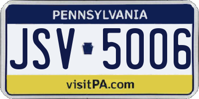 PA license plate JSV5006